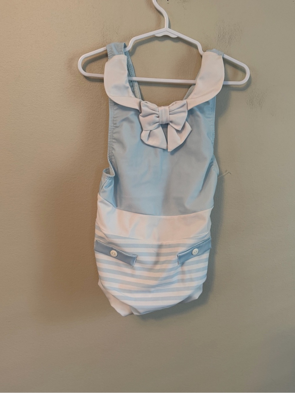 Sal & Pimenta Girl Light Blue & White Bow Swimsuit